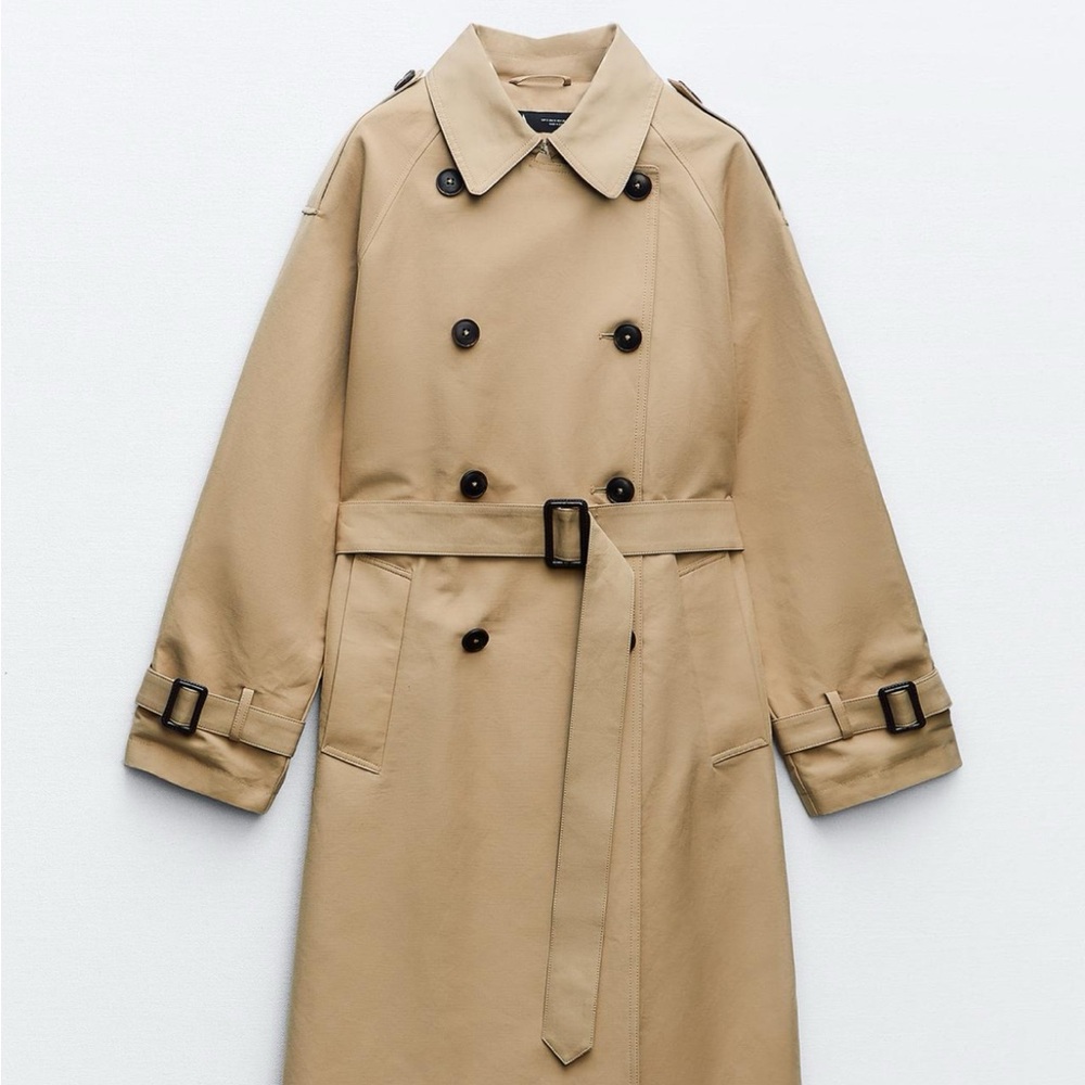 Zara Chic Beige Double-Breasted Trench Coat